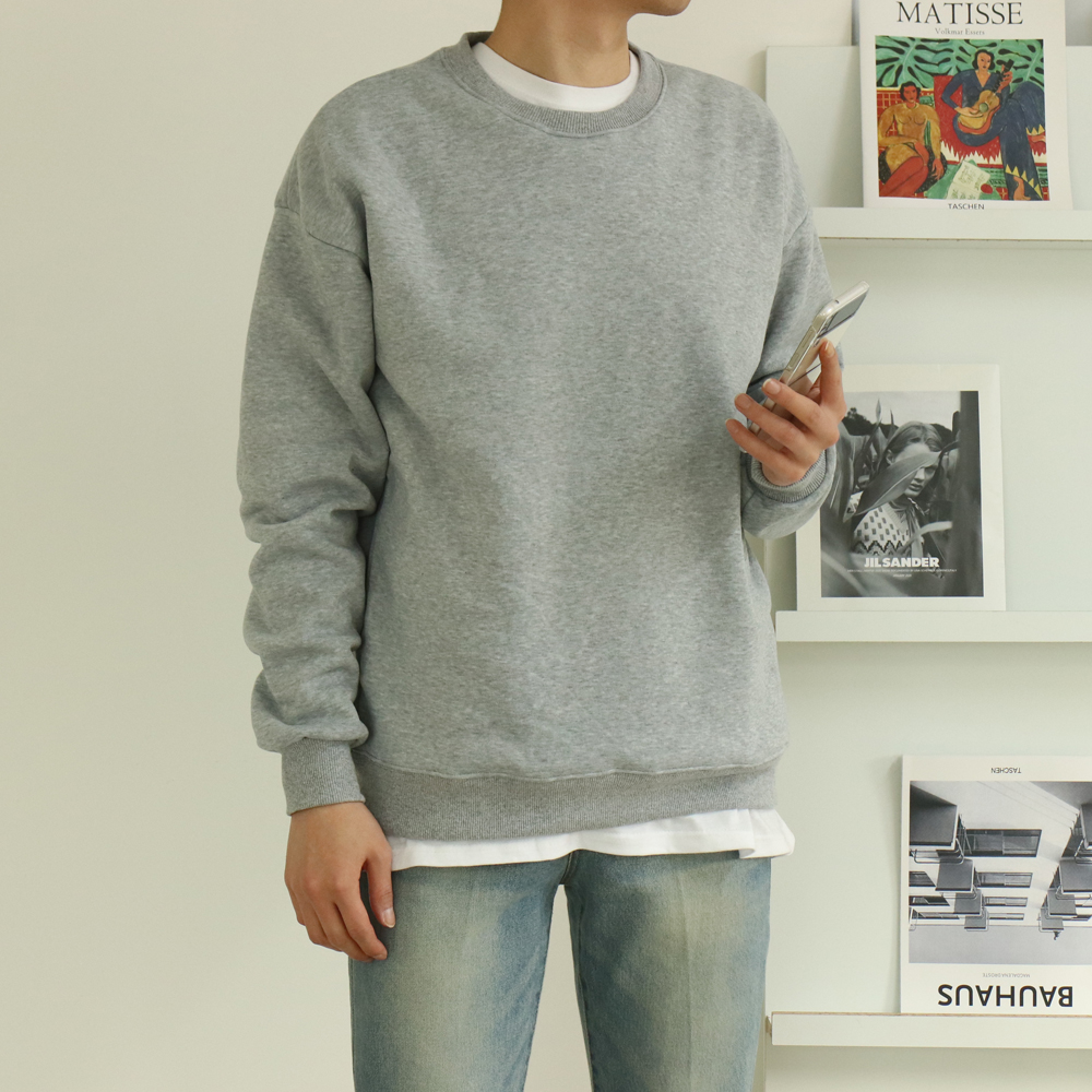 남자기모맨투맨 커플 오버핏 남자 맨투맨