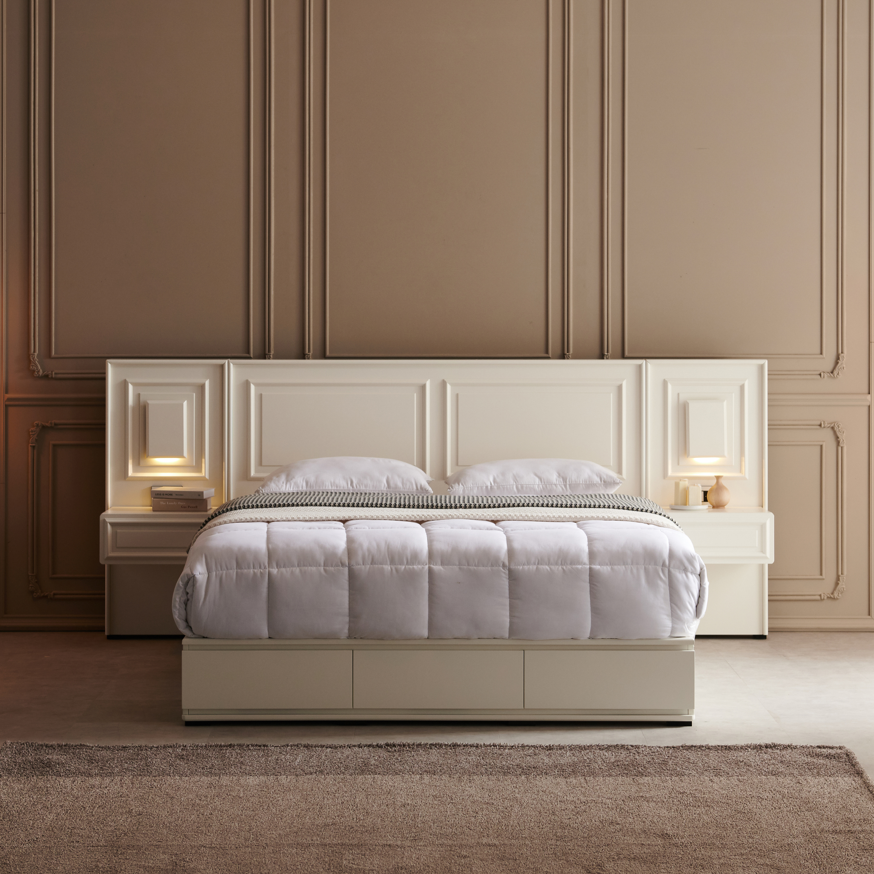 이브 호텔 침대 프레임 신혼부부 호텔식 서랍형 베드 Q/K공용 국내생산