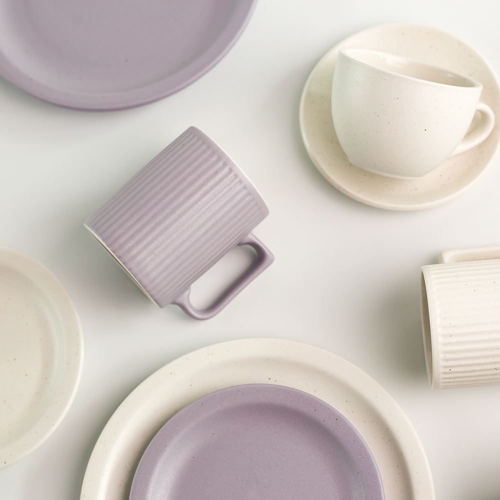 국산 플리츠 머그잔 도자기 머그컵세트 홈카페 뚜껑머그컵 물컵 350ml