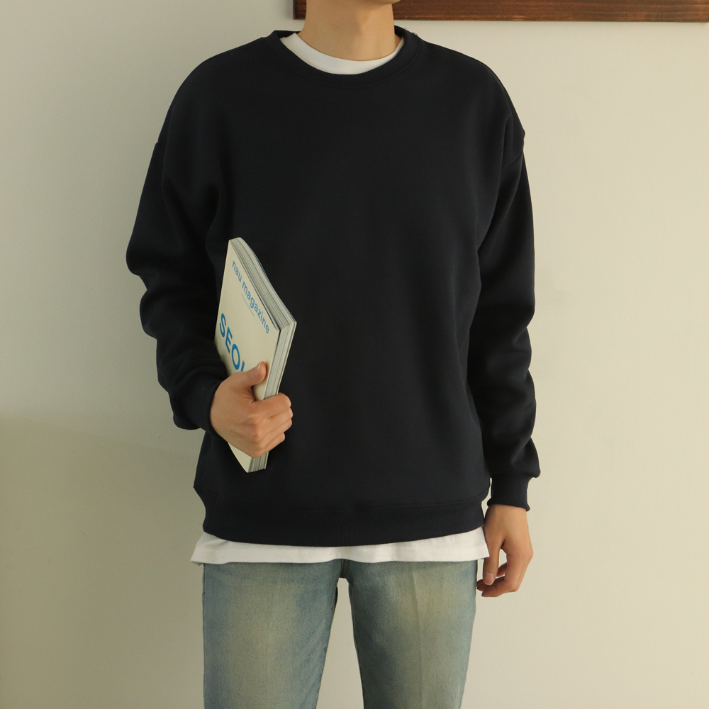 남자기모맨투맨 커플 오버핏 남자 맨투맨 이미지 3