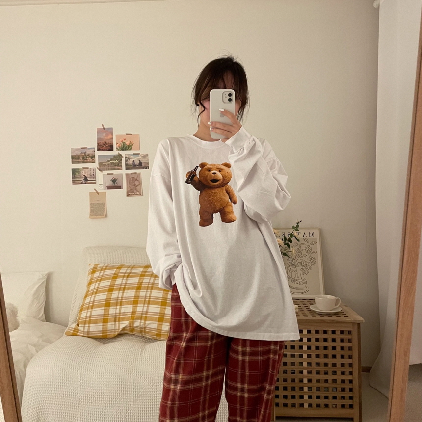 커플 긴팔 티셔츠 루즈핏 티셔츠 데일리 패션 파토리 테드곰 티셔츠 구매팁