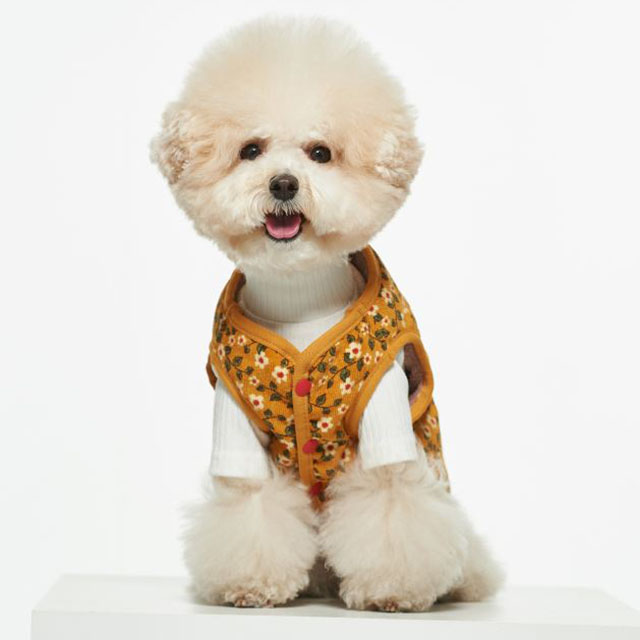 국내제작 4XL 강아지 김장조끼 대형견 실내복 중형견 옷 할머니 할매 꽃 수면 조끼