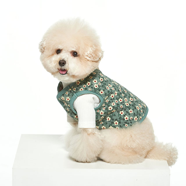 국내제작 4XL 강아지 김장조끼 대형견 실내복 중형견 옷 할머니 할매 꽃 수면 조끼