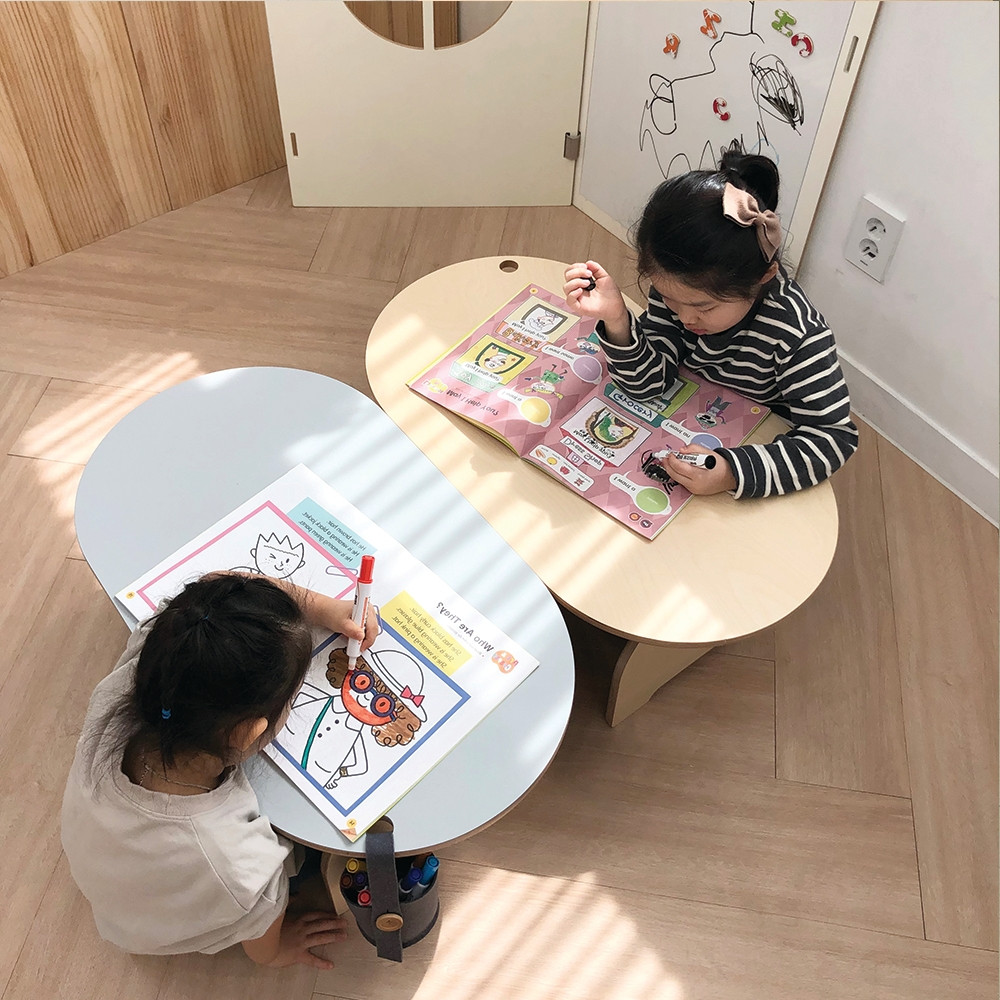 하이오즈 자작나무 원목 땅콩 책상 좌식 테이블 협탁