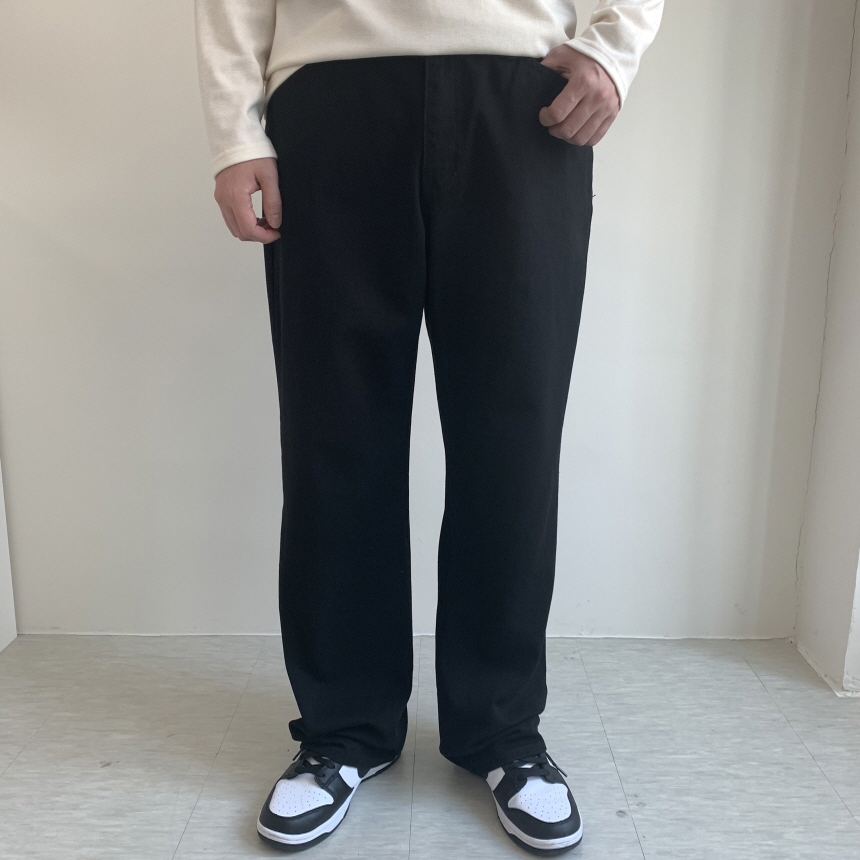구김없는 롱 와이드 코튼 면 팬츠 2컬러 이미지 2