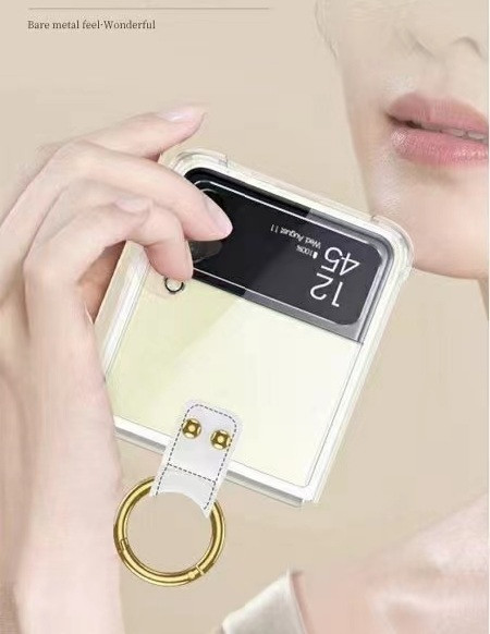 범퍼 변색없는 투명 케이스 스트랩 하드 젤리 카메라보호 슬림 블랙, 갤럭시Z 플립4 이미지 8