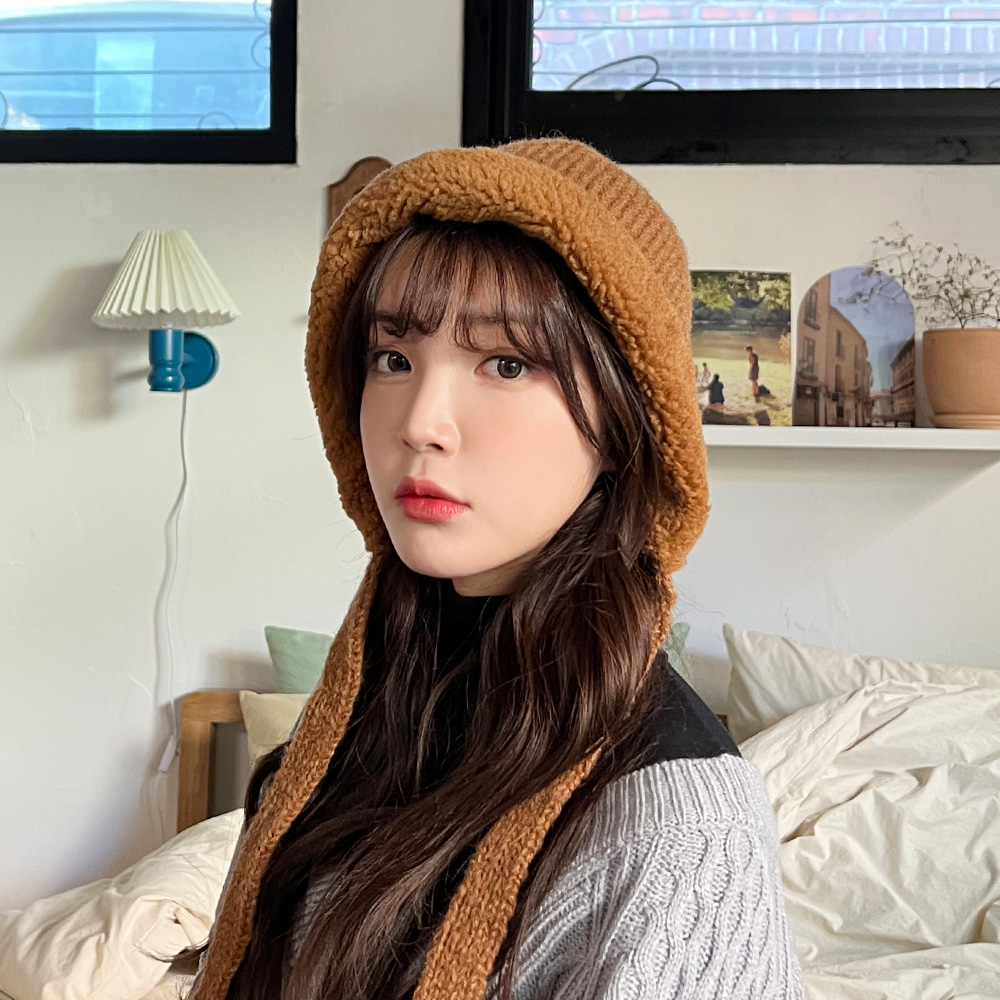 알파카 덤블 양털 니트 보넷벙거지 버킷햇 후드 모자 이미지 6