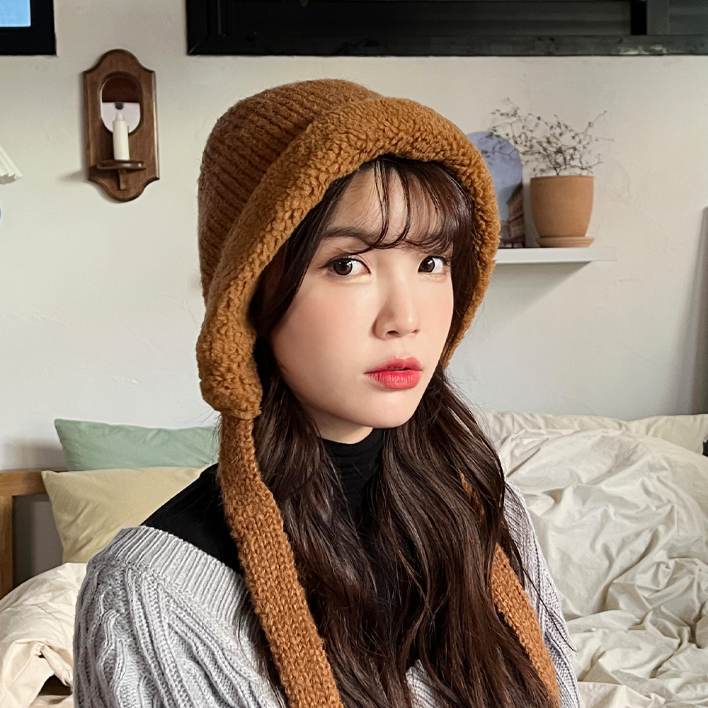 알파카 덤블 양털 니트 보넷벙거지 버킷햇 후드 모자 이미지 7