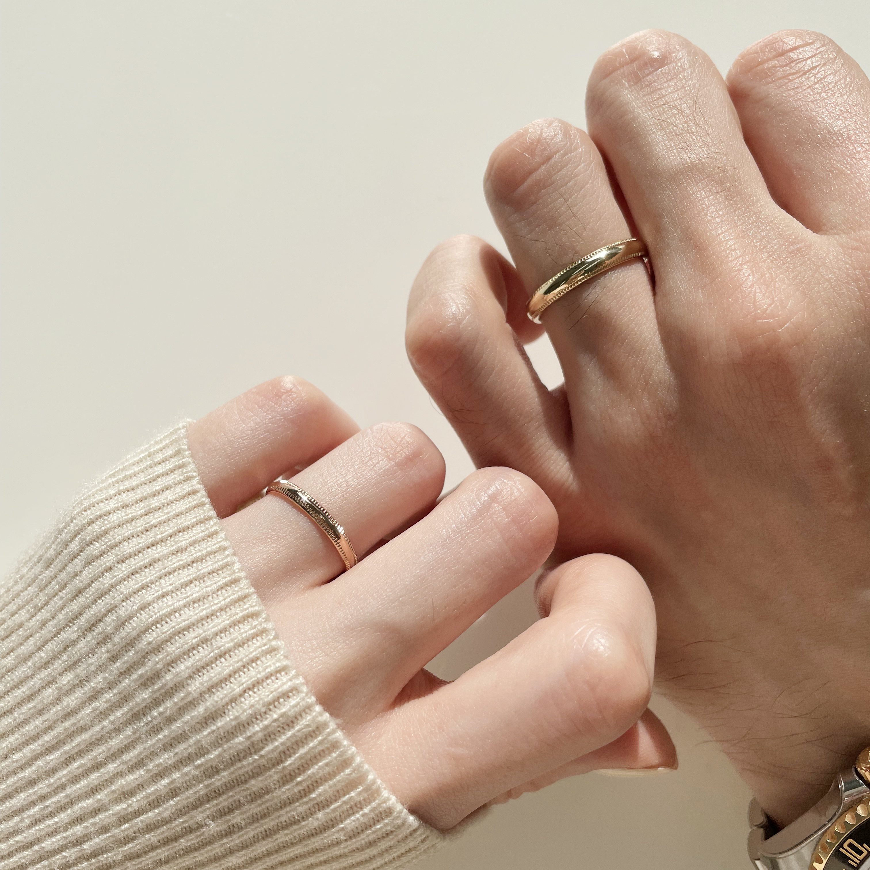 14k 커플링 반지 종로 반지 18k GOLD 반지 밀그레인 반지 레이어드 반지 가드링