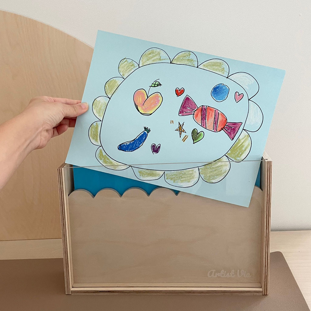 하이오즈 자작원목 그림 보관 액자 스케치북 보관함 A4사이즈 각인없음