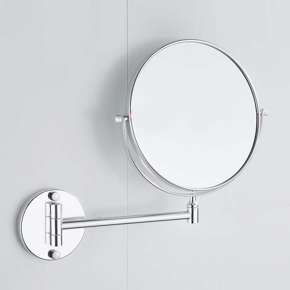 무타공 붙이는거울 면도경 2단 회전형 화장대 욕실거울 세면대 샤워부스 부착 원형 면도 거울