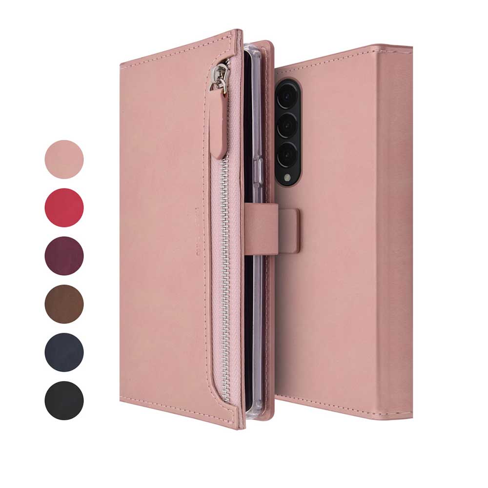 갤럭시 Z 폴드3 지갑형 다이어리 휴대폰 케이스 핑크 - 상품 이미지