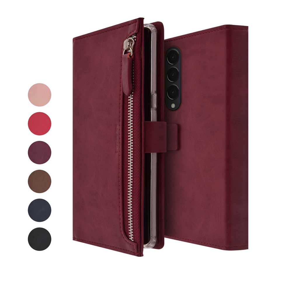 갤럭시 Z 폴드3 지갑형 다이어리 휴대폰 케이스 핑크 - 상세 이미지 2