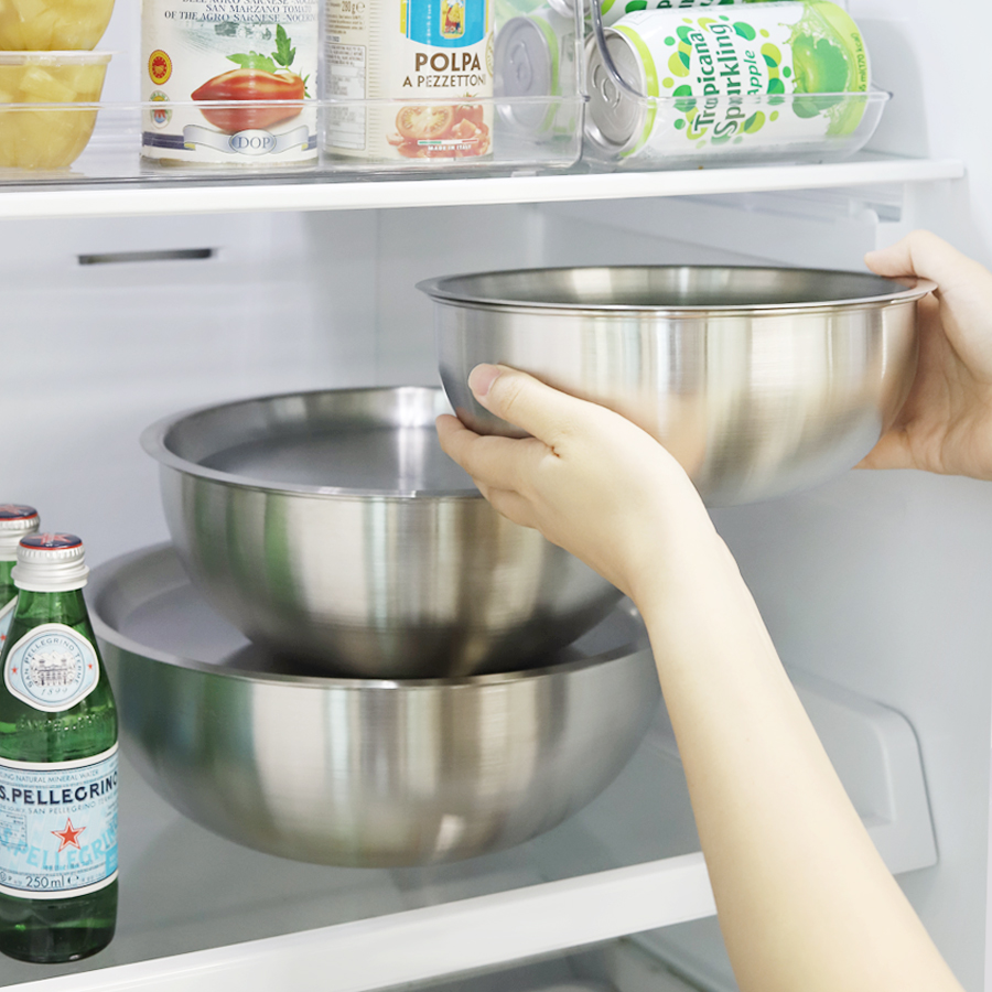 국산 304 스텐 계량 커버 샐러드 믹싱볼 + 전용 트레이 커버 (소)