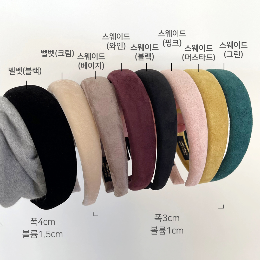 벨벳머리띠 볼륨블랙와이드헤어밴드 터번 넓은머리띠 두꺼운헤어밴드 - 상세 이미지 4