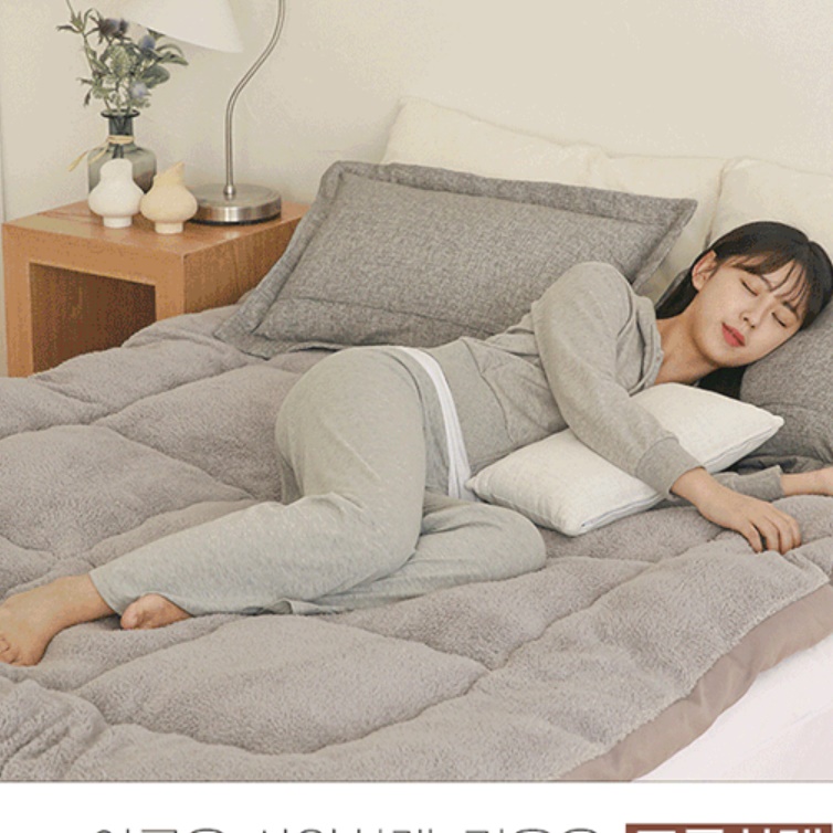 자가 발열 토퍼 매트리스 커버 겨울 양털 난방 캠핑 차박 그레이 보온 매트 따뜻한 침대