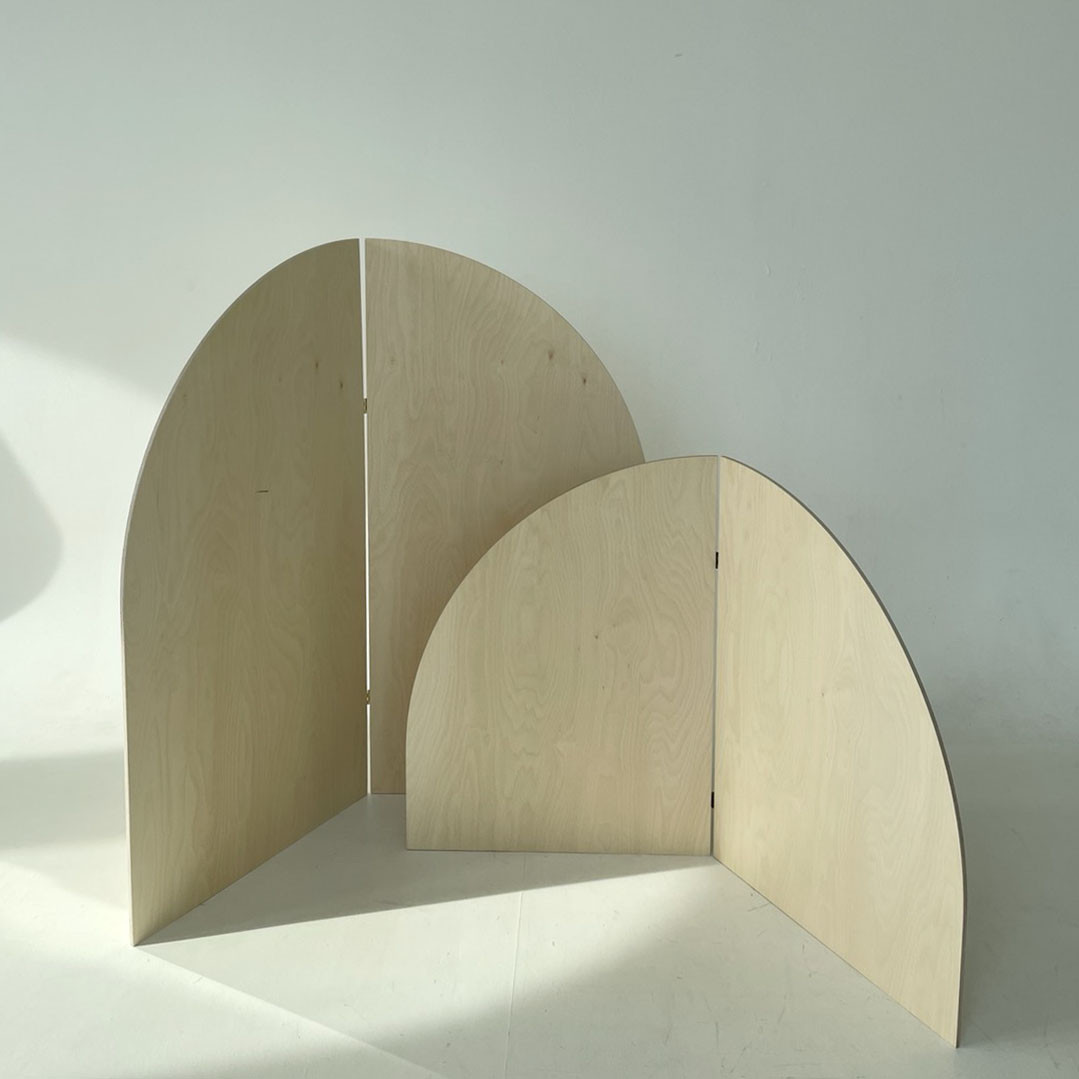 하이오즈 자작나무 반달 파티션 우드 침대 헤드보드 병풍