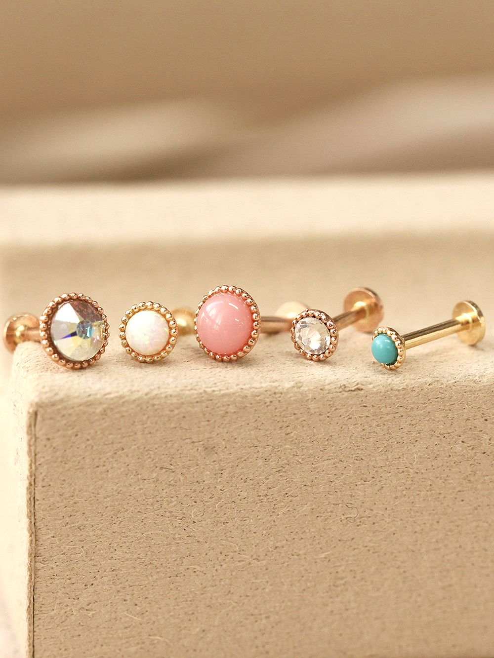 14K 인터널 스왈 스톤 오팔 라블렛 피어싱 2mm,2.5mm,3mm,4mm - 상품 이미지