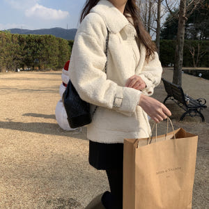 오버핏 덤블 여성 뽀글이 자켓 양털 자켓 여자 겨울재킷 페이크 퍼 자켓 ... 착용 후기 | 사이즈/핏 총정리 - 상품 이미지 2