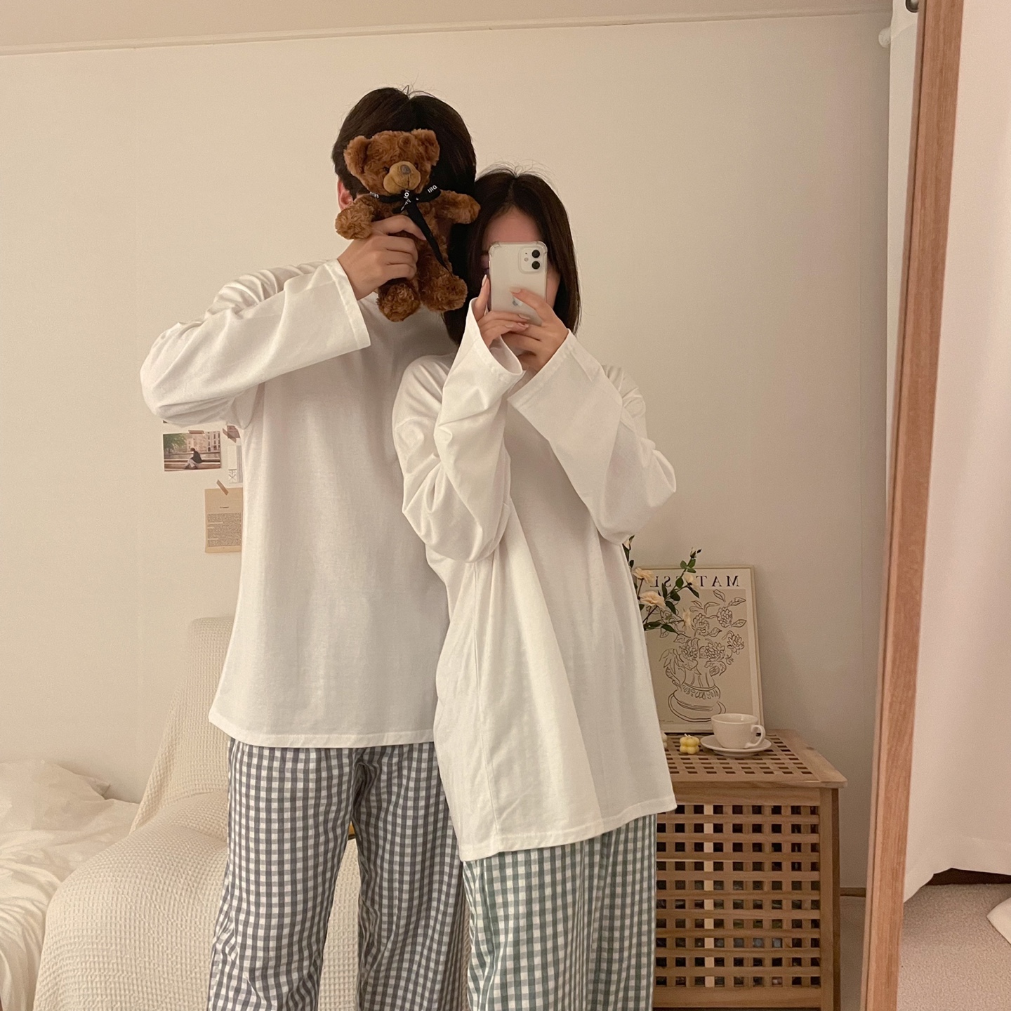 왕 오버핏 티셔츠 긴팔 롱 면 루즈핏 커플 박스티 - 상세 이미지 3