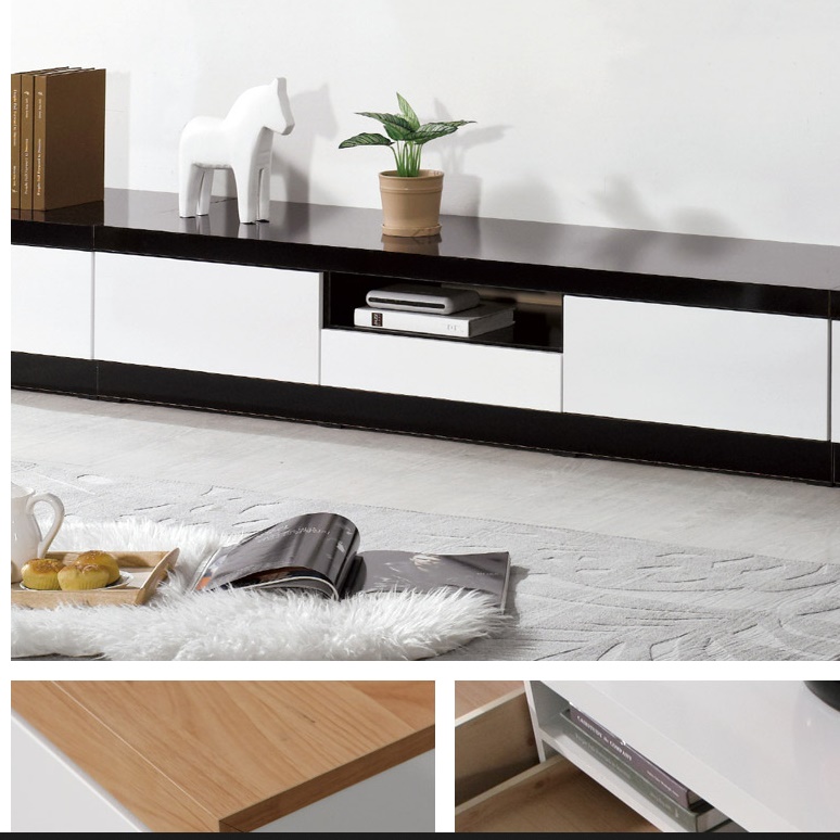 모던 티비 다이 2700 화이트 거실장 75인치 티비거실장 오디오 장 얇은 낮은 티브 장식장