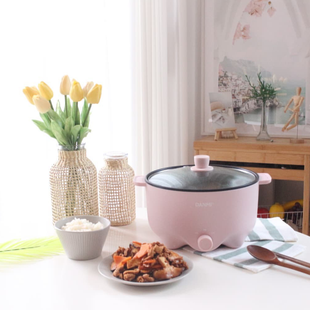 단미 멀티쿠커 전기냄비 찜기 찜솥 프라이팬 그릴 샤브샤브 여행용 캠핑용 전골냄비 3L MEK01