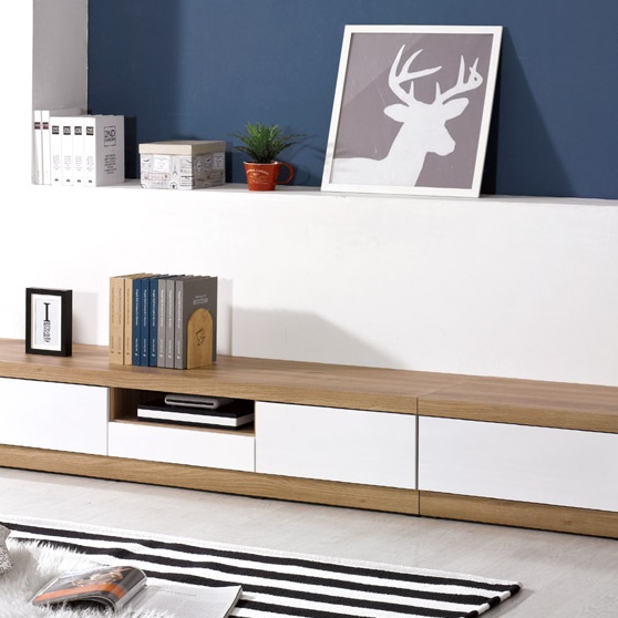 모던 티비 다이 2700 화이트 거실장 75인치 티비거실장 오디오 장 얇은 낮은 티브 장식장