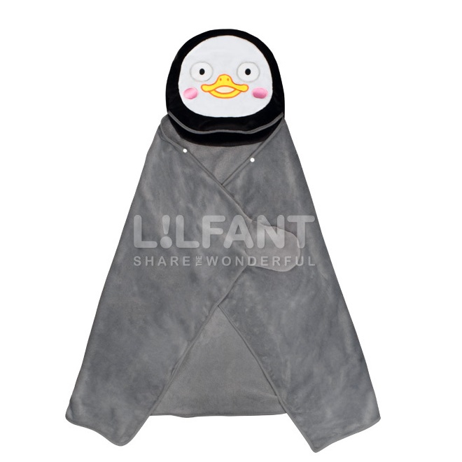 펭수 담요 밍크 극세사 후드 망토 담요 모자 입는 블랭킷 거실 미니 벨벳 1인용 숄
