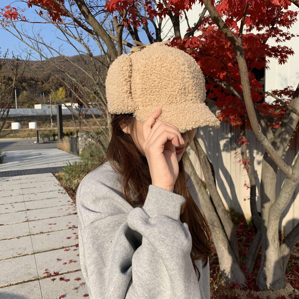 귀여운 양털 뽀글이 모자 퍼 여성 버킷햇 우먼 겨울모자 여자 벙거지모자 - 상세 이미지 3