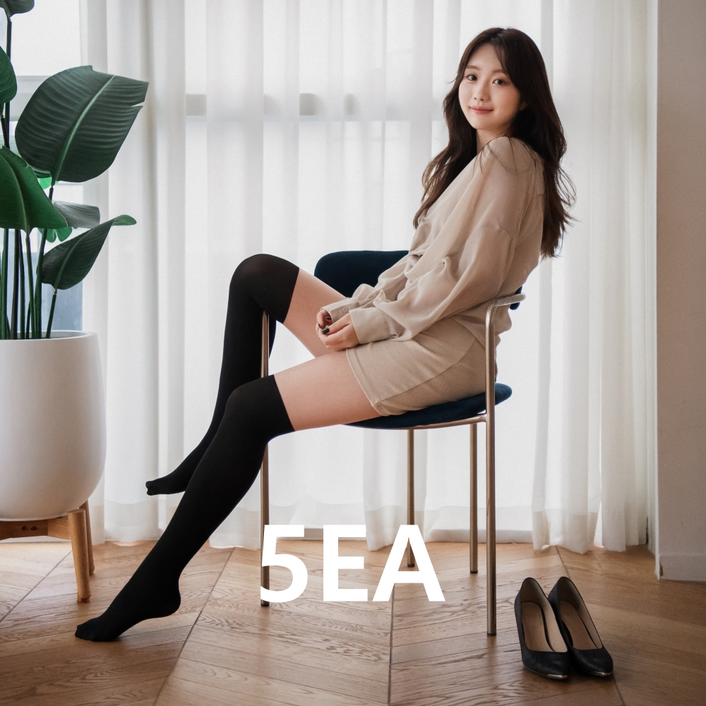 스타일시크 니하이 여심 스타킹 5EA 오버니 골프 니삭스 반반 투톤 패션 자외선차단 - 상품 이미지