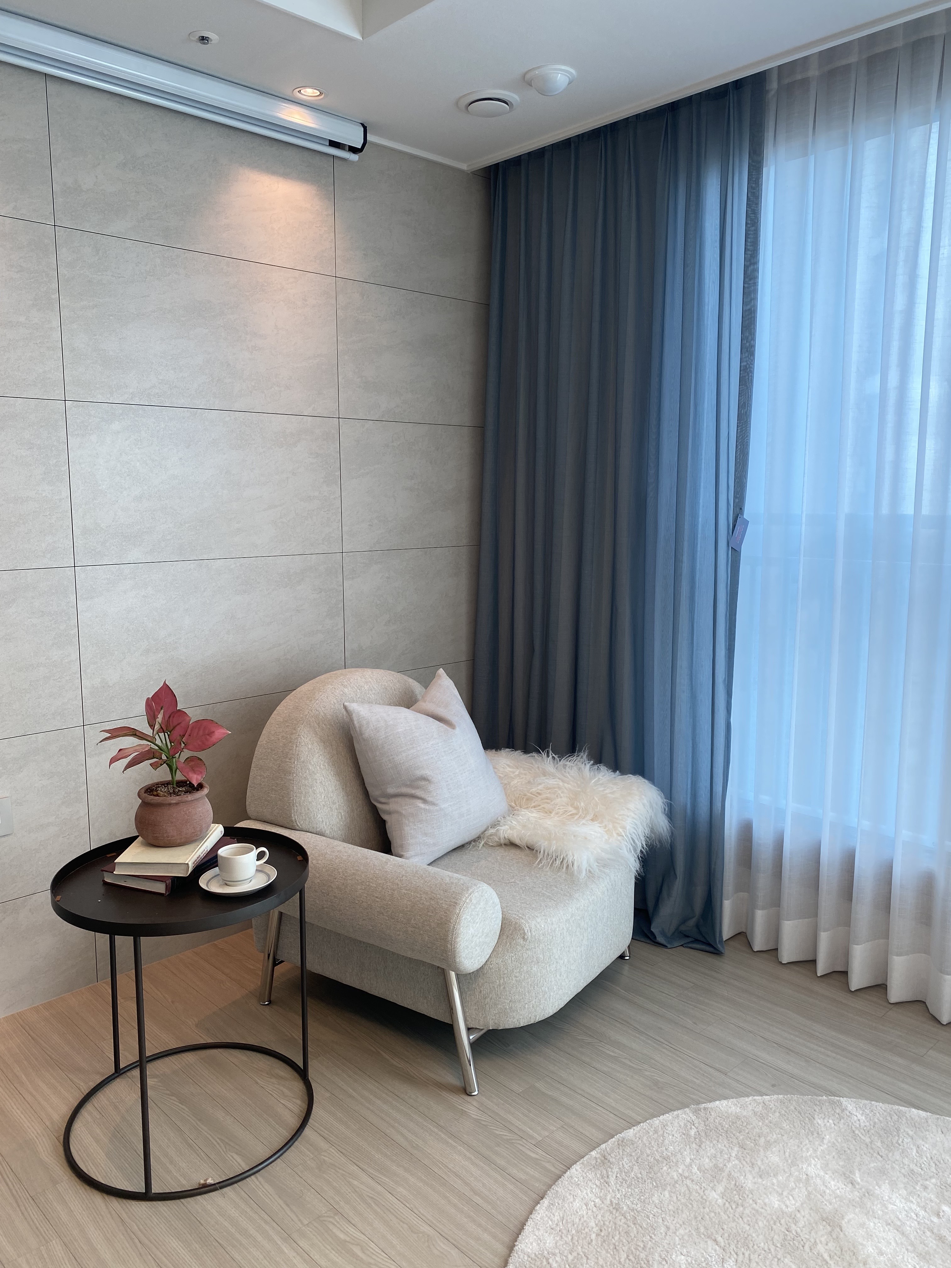 코지앳홈샵[맞춤제작] 실키컬러 쉬폰 (블루그레이 머스타드 연하늘) 속커튼3종