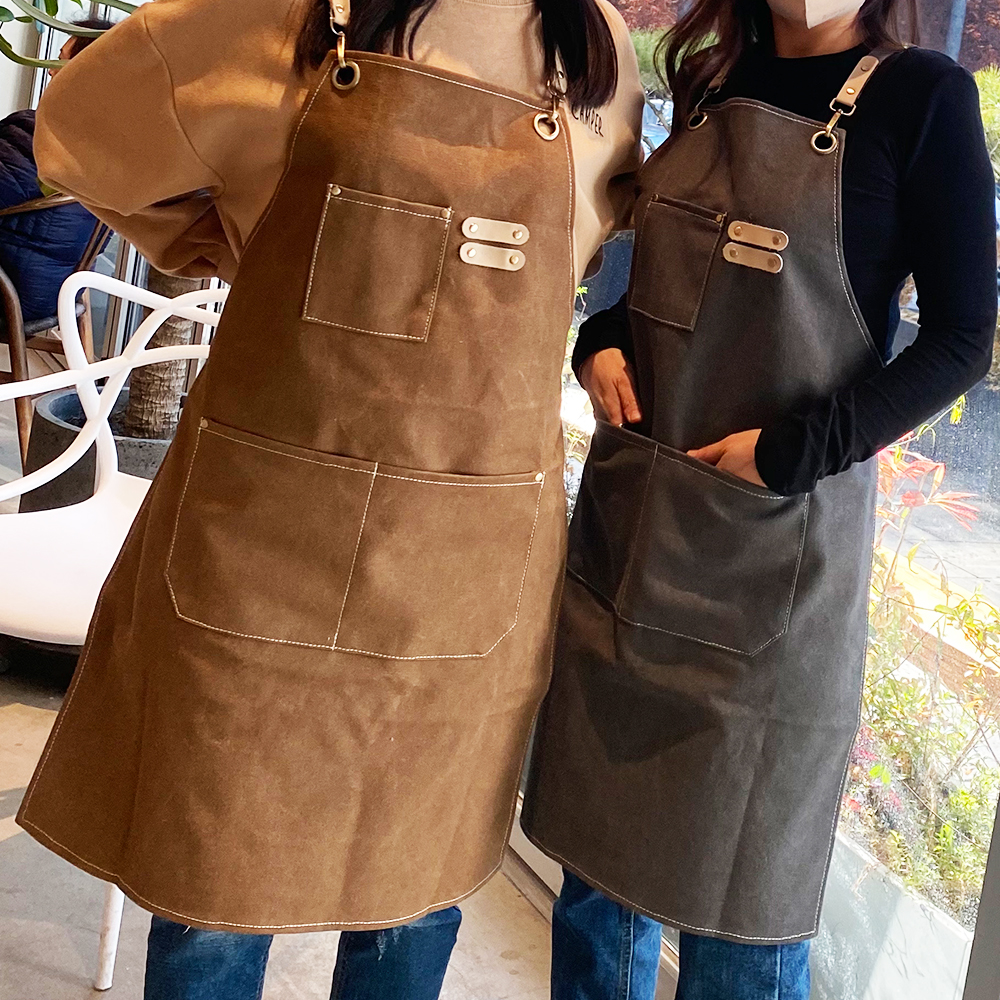 늘바론 방수 앞치마 주방 데님 바리스타 이쁜 카페 공방용 어린이집 미용실