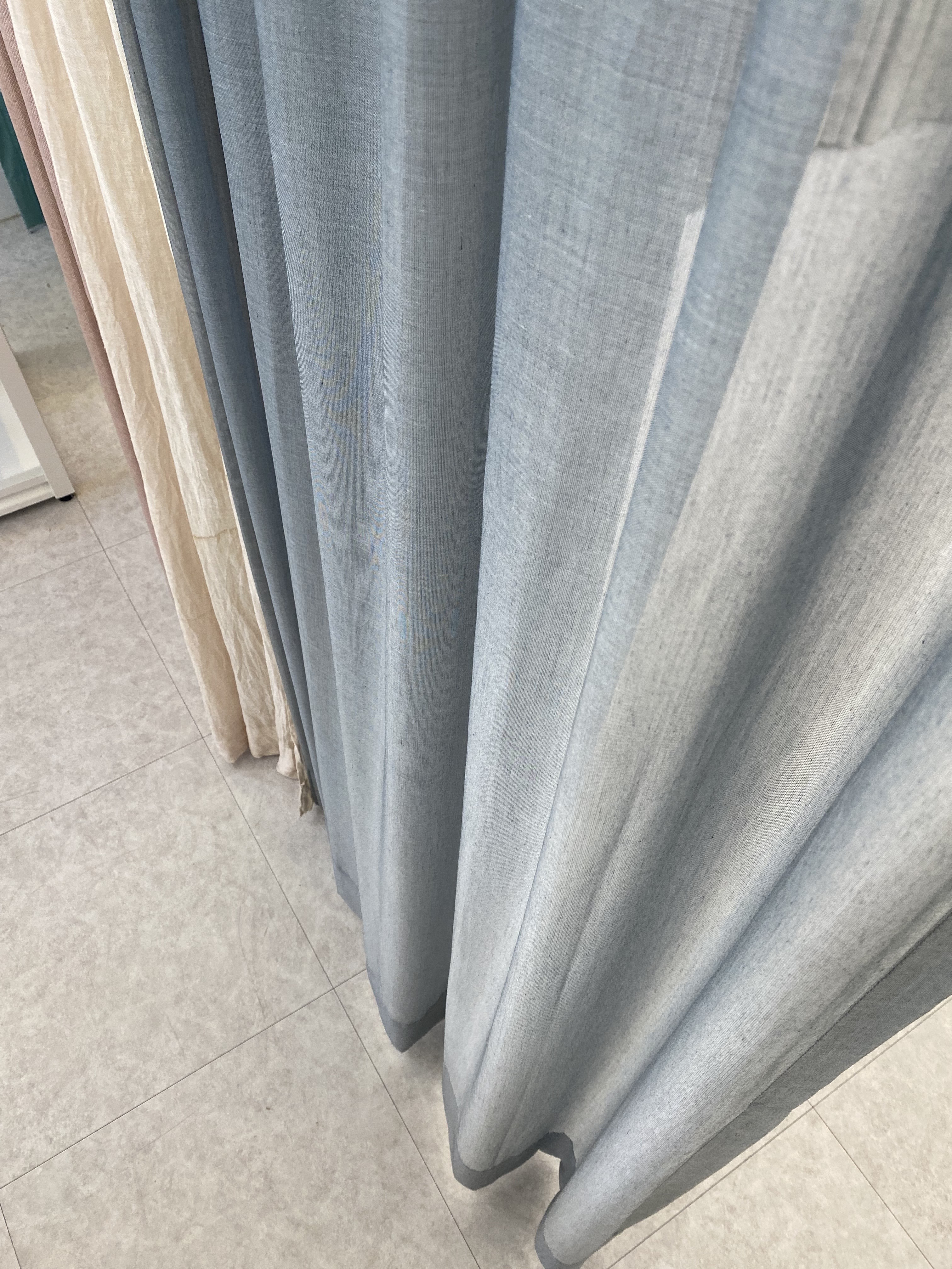 코지앳홈샵[맞춤제작] 실키컬러 쉬폰 (블루그레이 머스타드 연하늘) 속커튼3종