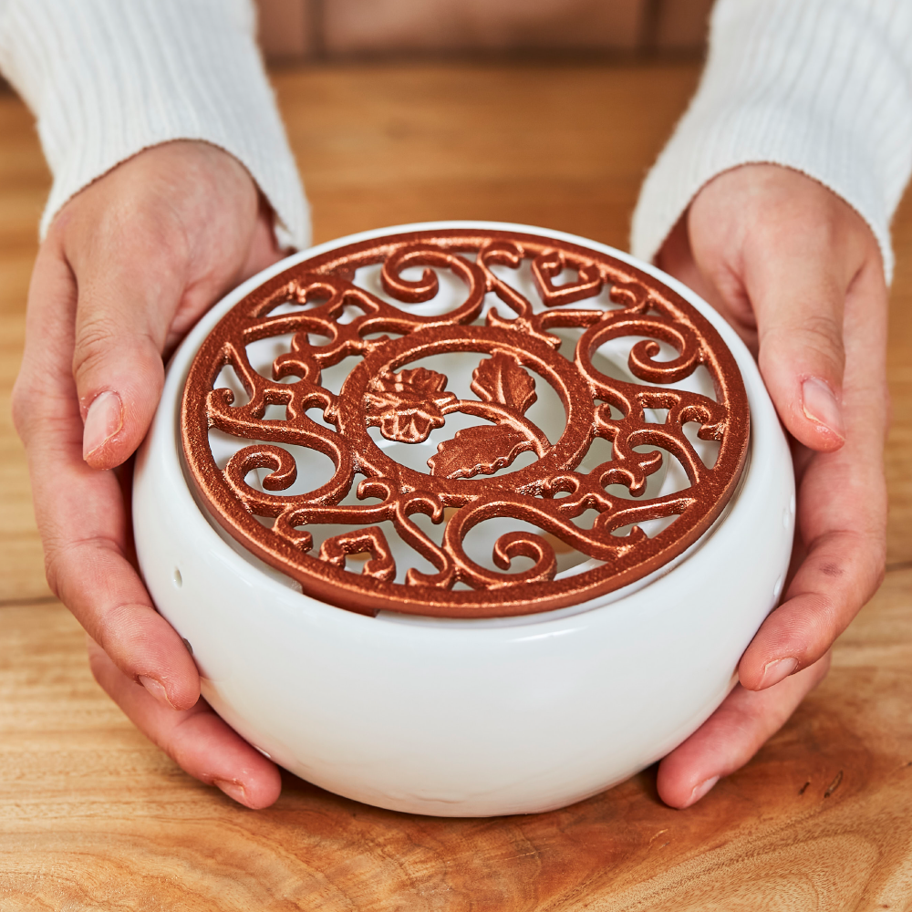 티워머 티팟 워머 포트 도자기 세트 화이트 플라워 차그루