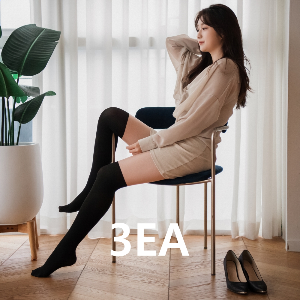 스타일시크 니하이 여심 스타킹 3EA 오버니 골프 니삭스 반반 투톤 패션 자외선차단 - 상품 이미지