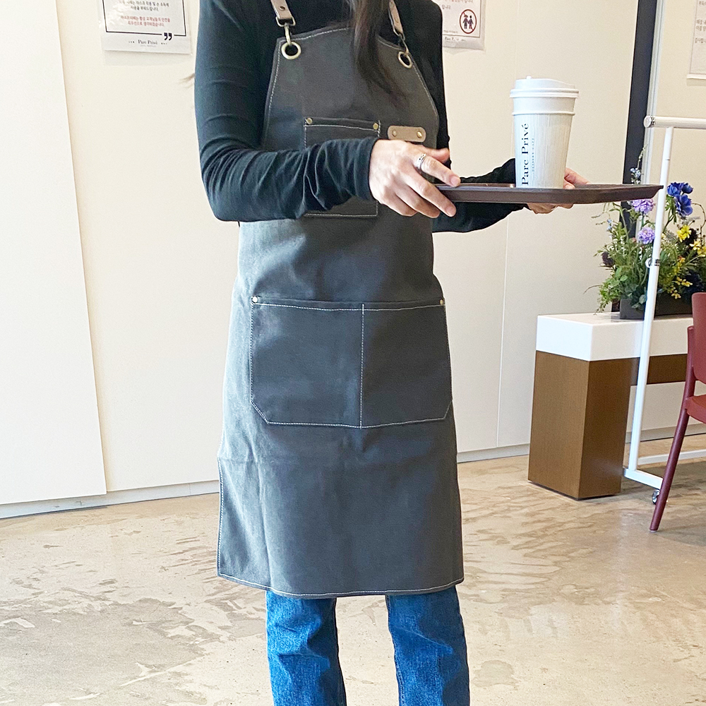늘바론 방수 앞치마 주방 데님 바리스타 이쁜 카페 공방용 어린이집 미용실