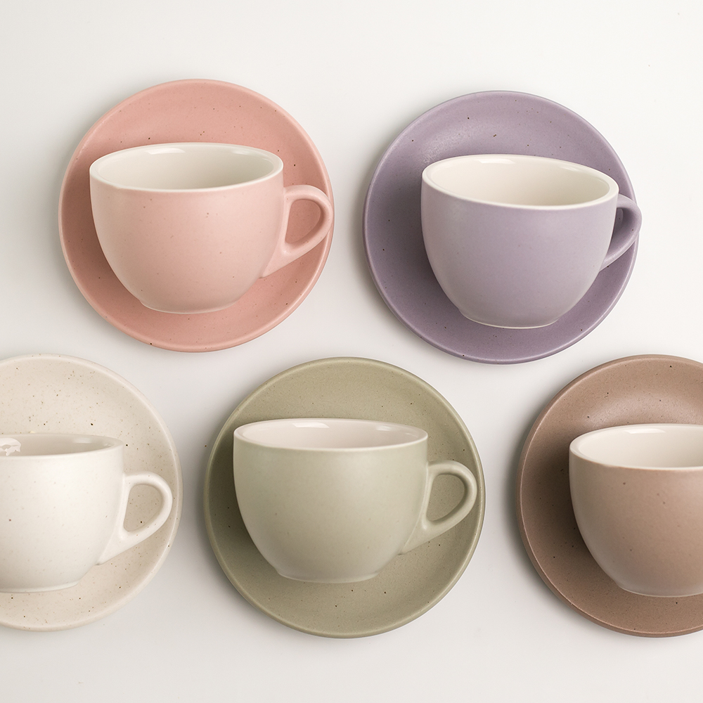 [국산] 도자기찻잔 예쁜 커피잔 라떼아트 컵앤소서 카페라떼잔 300ml