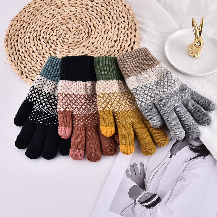 겨울 아동 유아 여아 주니어 초등 학생 어린이 키즈 털 방한 니트 손가락 장갑 - 상세 이미지 5