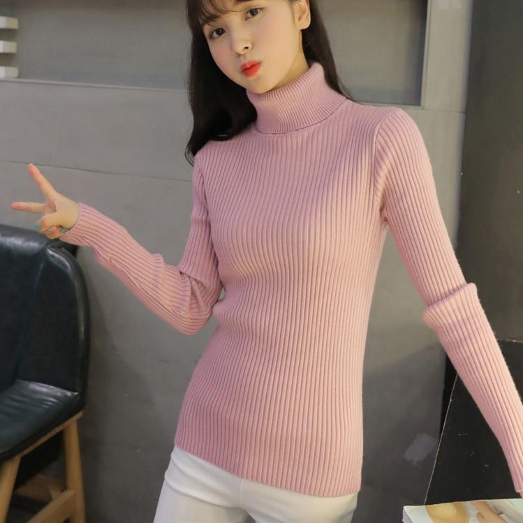 니트목티 여성반목폴라 여자니트폴라티 퍼플 - 메인 이미지