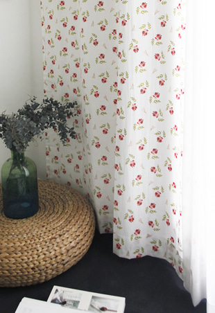 폴인리프 꽃무늬 커튼 핀스타일 가로100세로150