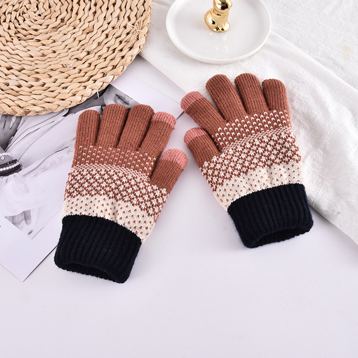 겨울 아동 유아 여아 주니어 초등 학생 어린이 키즈 털 방한 니트 손가락 장갑 - 상세 이미지 2