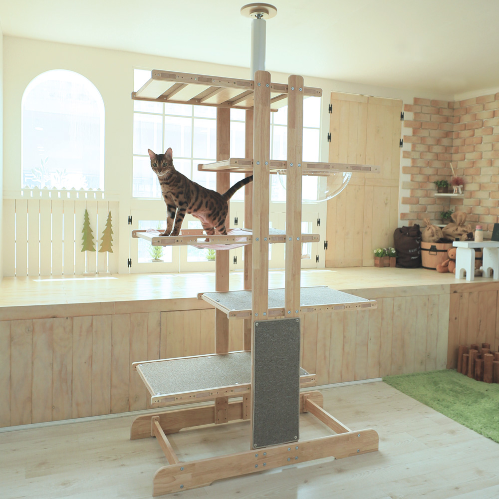캣츠빌 THE큰타워 뚱냥이 원목 스크래쳐 캣폴 고양이 캣타워 A타입
