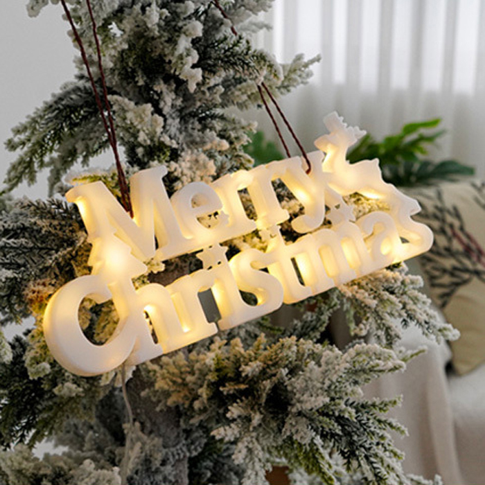 MERRY CHRISTMAS 메리 크리스마스 레터링 트리 벽걸이 웜 네온 조명 상세 이미지 4