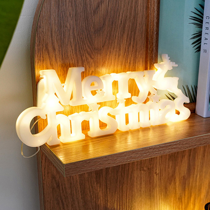 MERRY CHRISTMAS 메리 크리스마스 레터링 트리 벽걸이 웜 네온 조명 상세 이미지 3