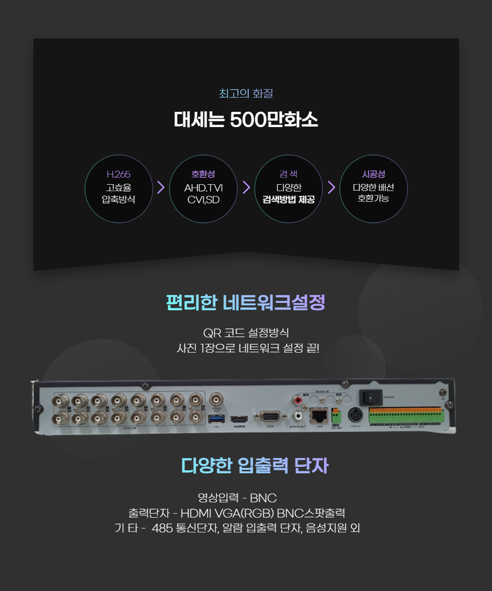 리파트론 KHD-R08H 500만화소 DVR CCTV 녹화기 본체 8채널 이화트론