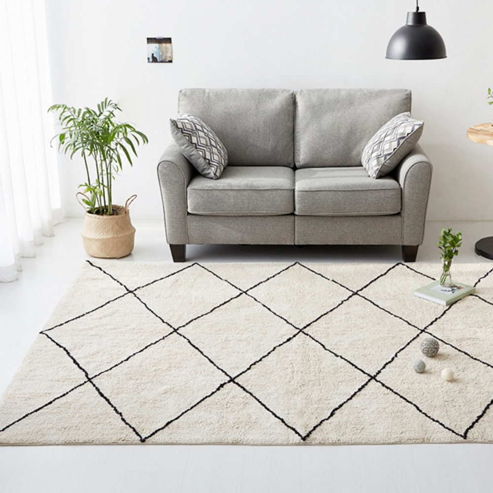 원형 거실 러그 미니 워셔블 순면 단모 대형 먼지없는 카페트 SUNFLOW 아이보리S