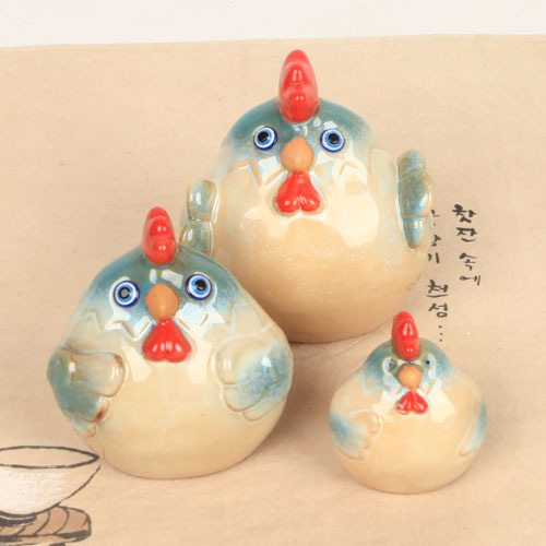 꼬끼오 블루 닭 소품 인형 3p : 해성도자기