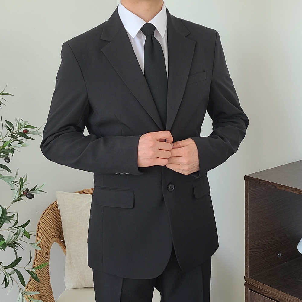 프리미엄 텐셀 스판 장례식정장 검정정장, 블랙수트 검은색 장례식장 상복 양복 복장 : 메이크미리츠