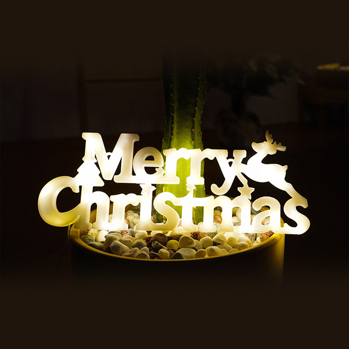 MERRY CHRISTMAS 메리 크리스마스 레터링 트리 벽걸이 웜 네온 조명 상세 이미지 7