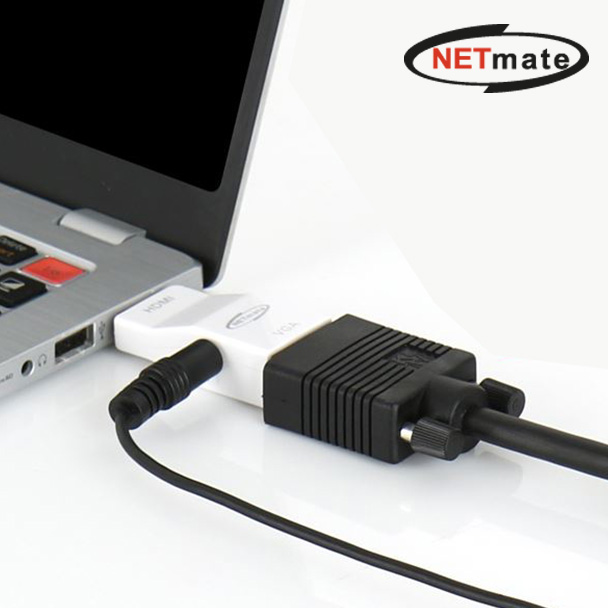 강원전자 넷메이트 HDMI to VGA(RGB)+Stereo 컨버터(젠더 타입/무전원) NM-HV04N - 메인 이미지